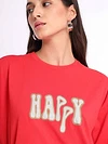 Happy Printed Oversized T-shirt for Women