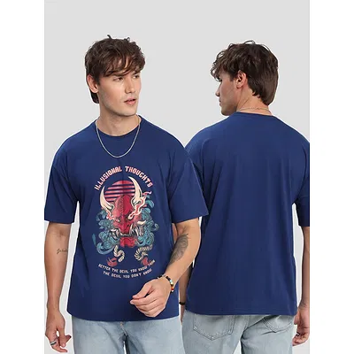 Illusional Thoughts Printed Oversized T-shirt for Men