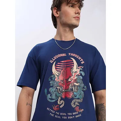 Illusional Thoughts Printed Oversized T-shirt for Men
