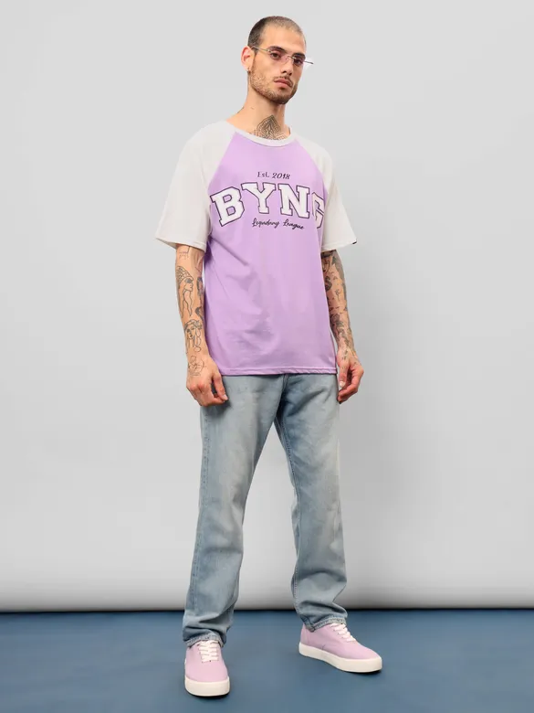 Lavender Raglan Oversized T-shirt for Men