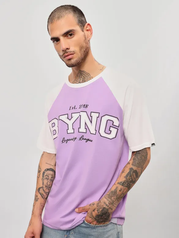 Lavender Raglan Oversized T-shirt for Men