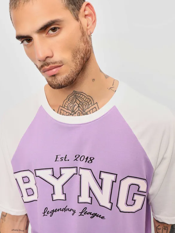 Lavender Raglan Oversized T-shirt for Men