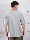 Light Grey Plain Oversized T-shirt for Men