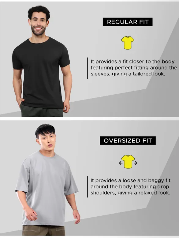 Light Grey Plain Oversized T-shirt for Men