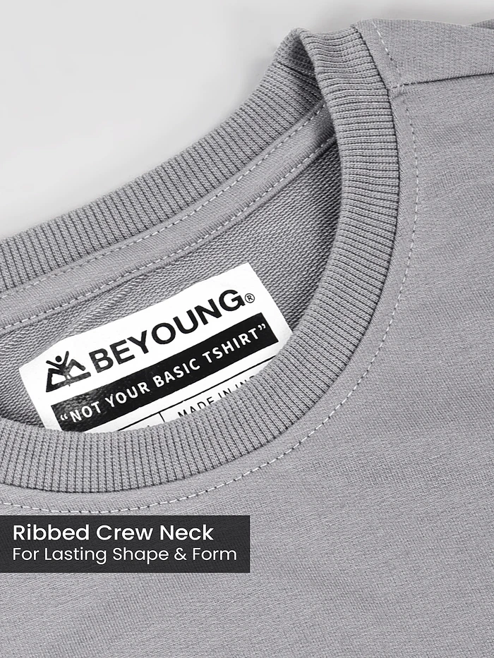 Light Grey Plain Oversized T-shirt for Men