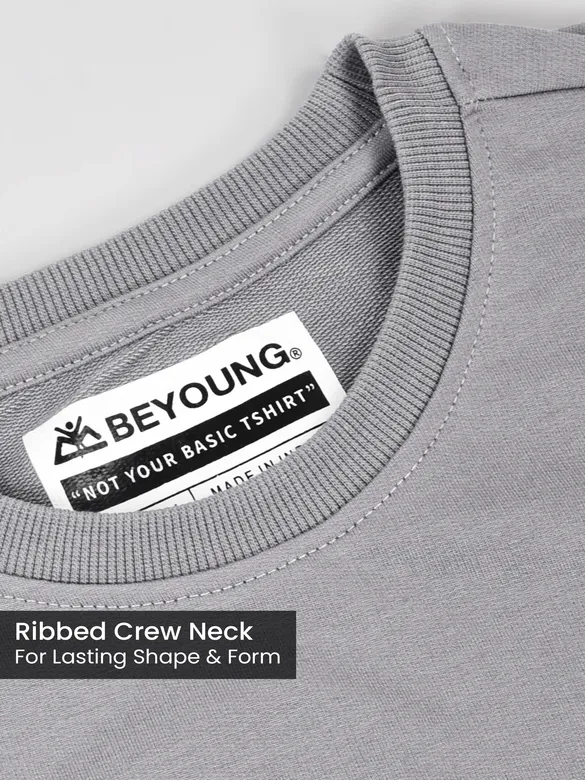 Light Grey Plain Oversized T-shirt for Men