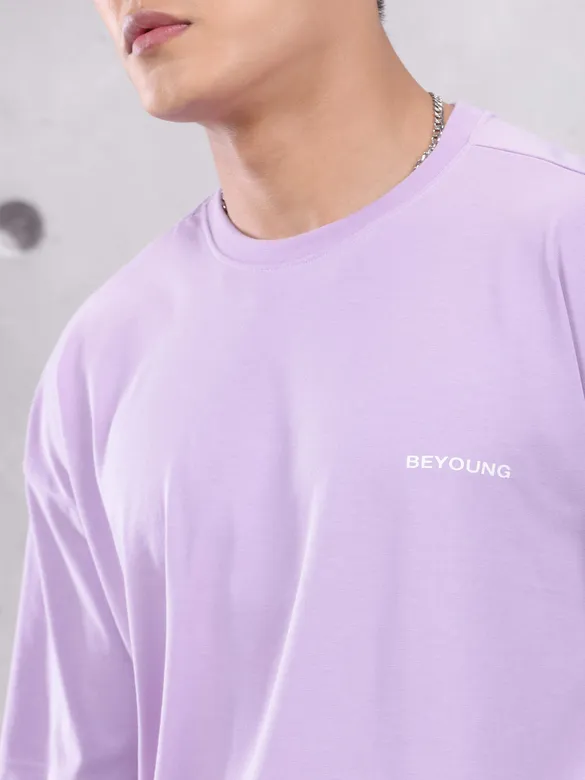 Lilac Zip Sleeved Oversized T-shirt for Men