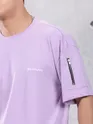 Lilac Zip Sleeved Oversized T-shirt for Men