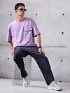 Lilac Flap Pocket Oversized T-shirt for Men
