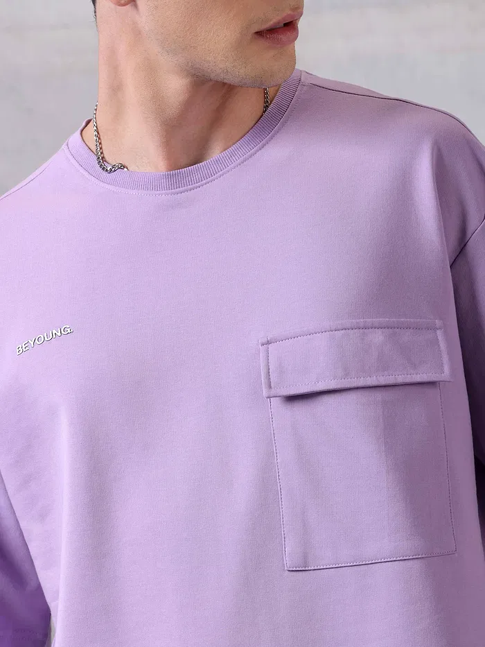 Lilac Flap Pocket Oversized T-shirt for Men