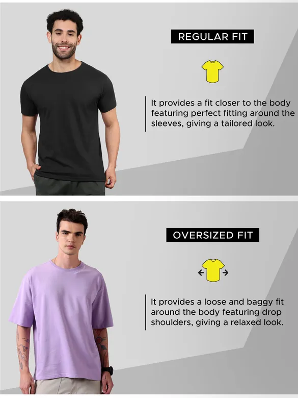 Lilac Neck Embroidery Oversized T-shirt for Men