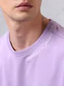Lilac Neck Embroidery Oversized T-shirt for Men