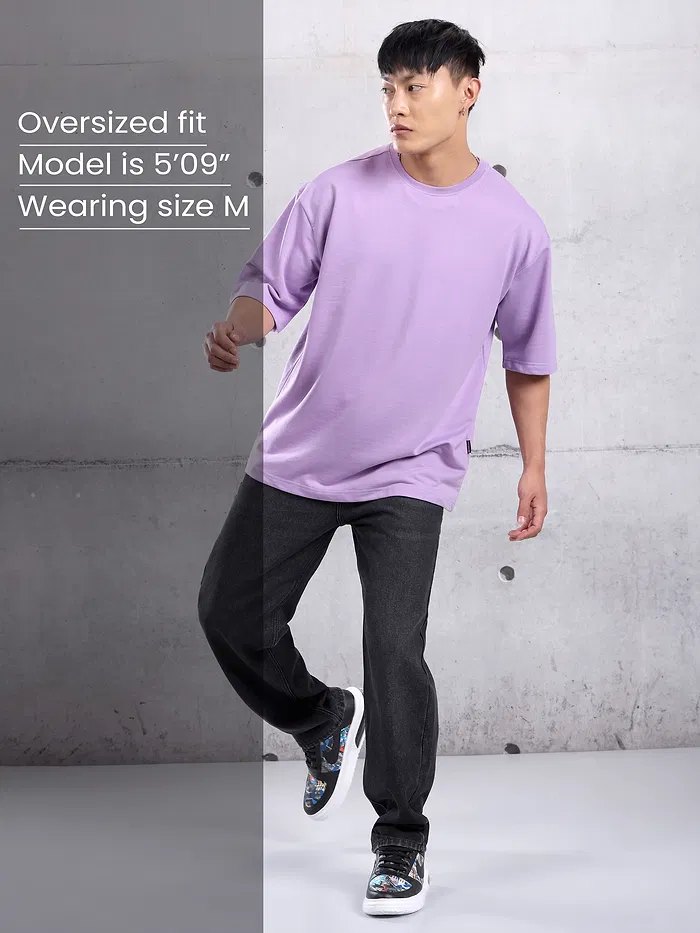 Lilac Plain Oversized T-shirt for Men