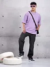Lilac Plain Oversized T-shirt for Men