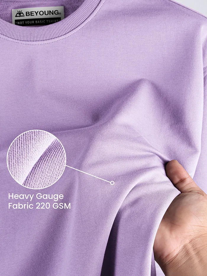 Lilac Plain Oversized T-shirt for Men