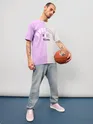 Lilac-White Color Block Oversized T-shirt for Men
