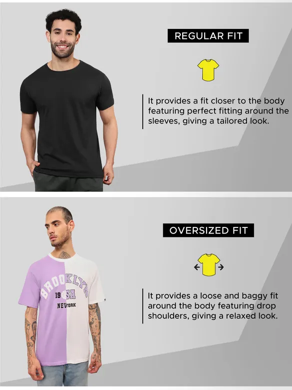 Lilac-White Color Block Oversized T-shirt for Men