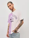 Lilac-White Color Block Oversized T-shirt for Men