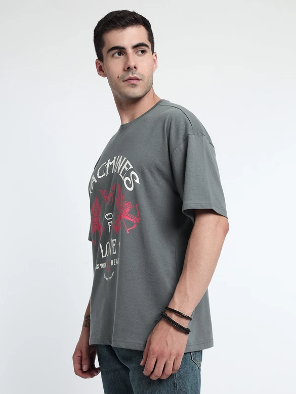 Machines of Love Printed Oversized T-shirt for Men