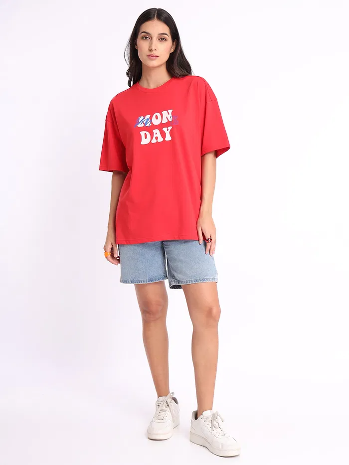 Monday Printed Oversized T-shirt for Women