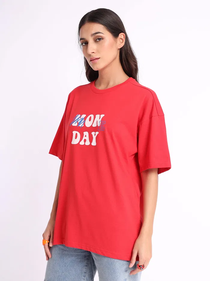 Monday Printed Oversized T-shirt for Women