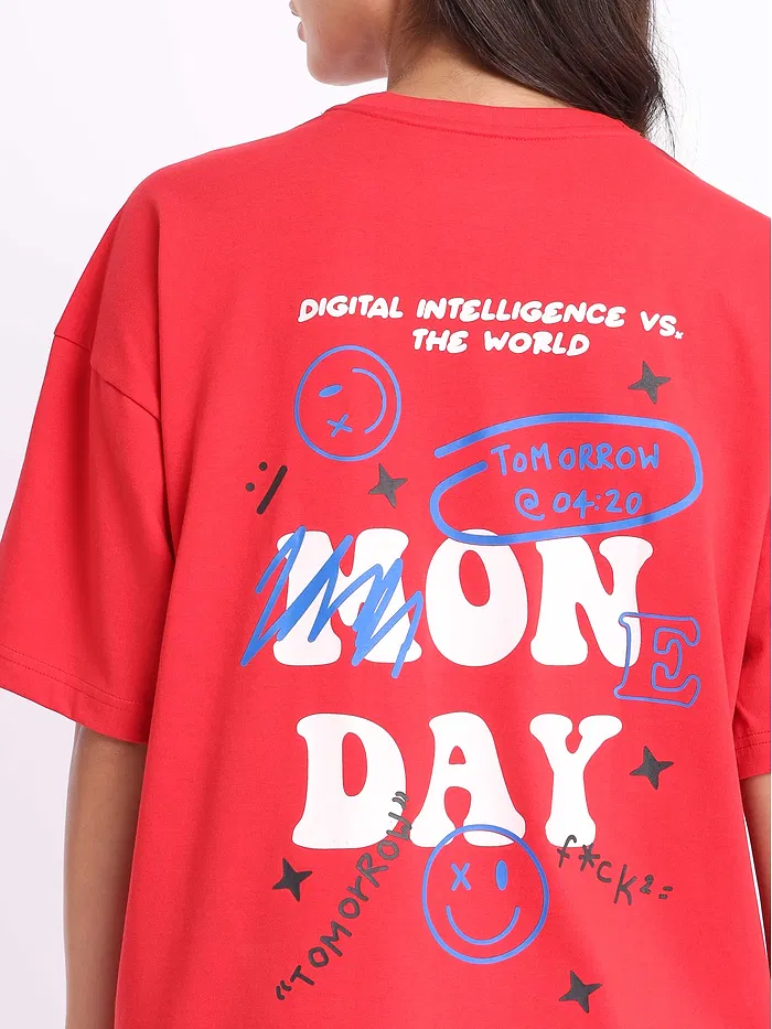 Monday Printed Oversized T-shirt for Women