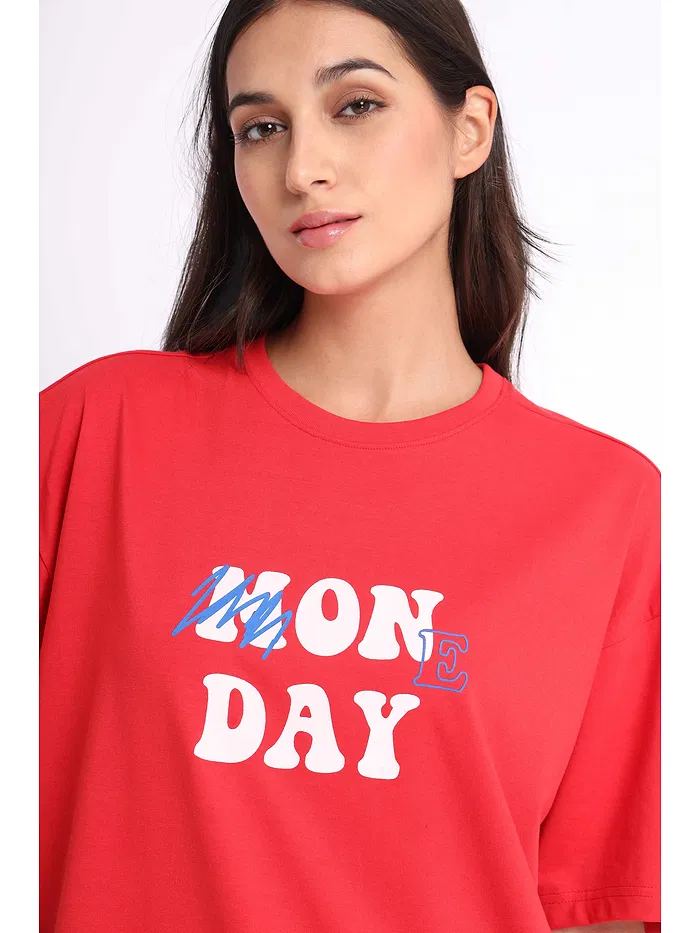 Monday Printed Oversized T-shirt for Women