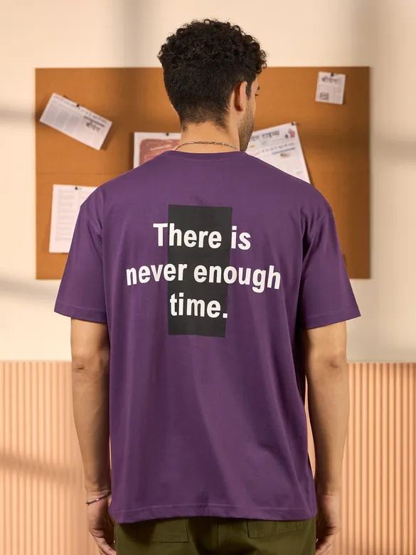 Motivational Violet Printed Oversized T-shirt for men
