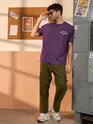 Motivational Violet Printed Oversized T-shirt for men