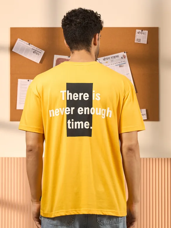 Motivational Yellow Printed Oversized T-shirt for men