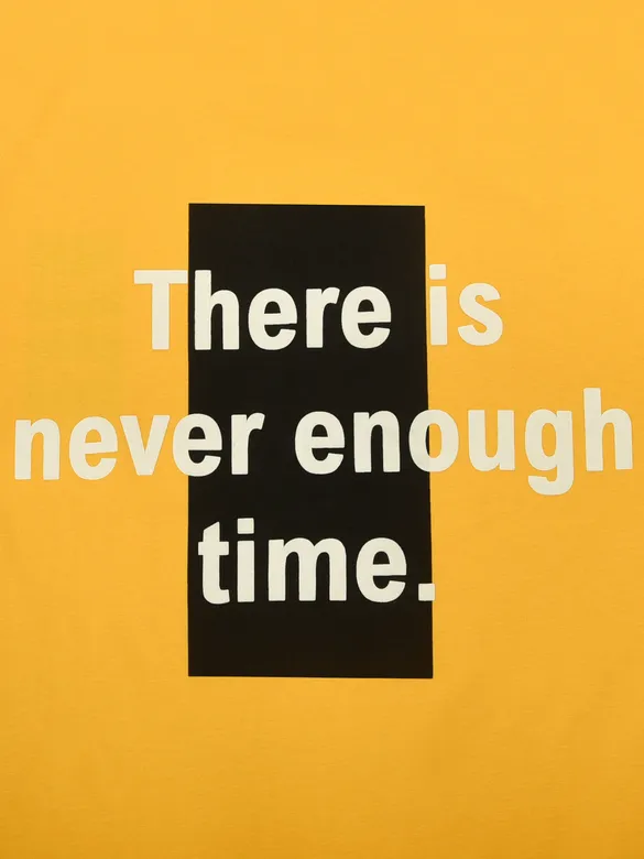 Motivational Yellow Printed Oversized T-shirt for men