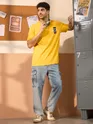 Motivational Yellow Printed Oversized T-shirt for men
