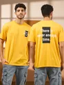 Motivational Yellow Printed Oversized T-shirt for men