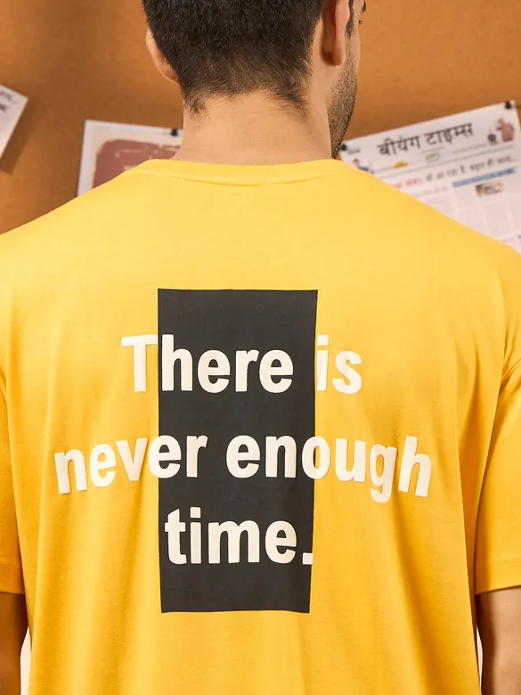 Motivational Yellow Printed Oversized T-shirt for men