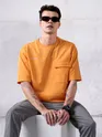 Orange Flap Pocket Oversized T-shirt for Men
