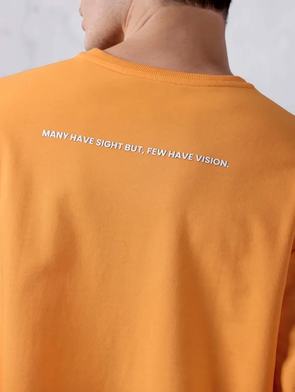 Orange Flap Pocket Oversized T-shirt for Men