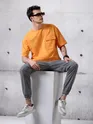 Orange Flap Pocket Oversized T-shirt for Men