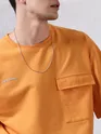 Orange Flap Pocket Oversized T-shirt for Men