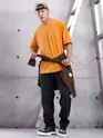 Flame Orange Plain Oversized T-shirt for Men