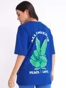 Peace Love Printed Oversized T-shirt for Women