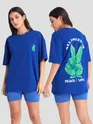 Peace Love Printed Oversized T-shirt for Women