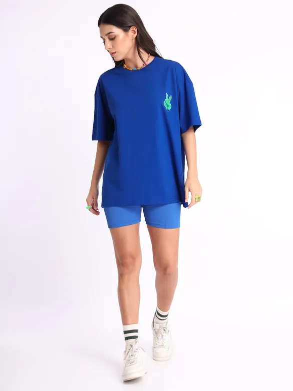Peace Love Printed Oversized T-shirt for Women