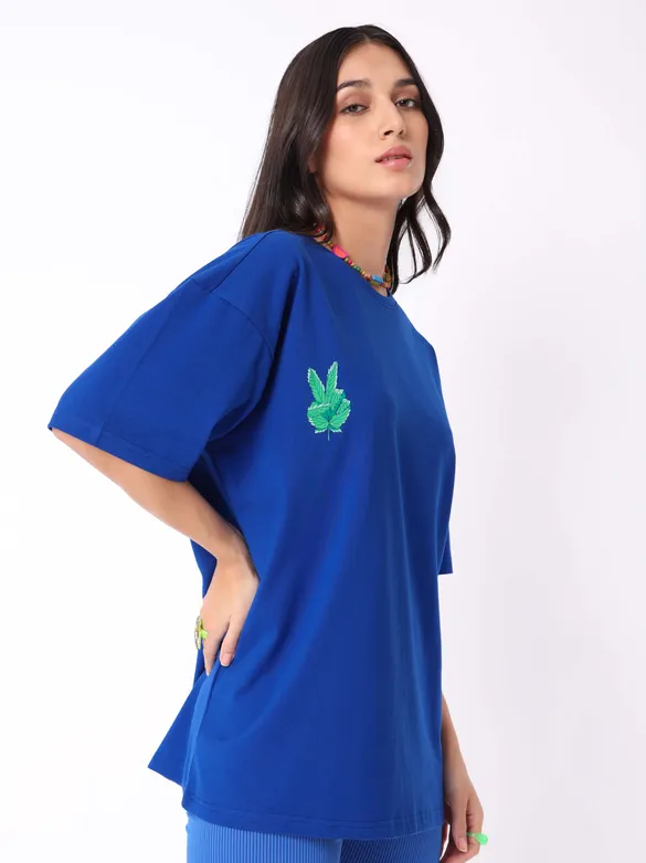 Peace Love Printed Oversized T-shirt for Women