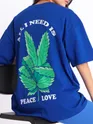Peace Love Printed Oversized T-shirt for Women