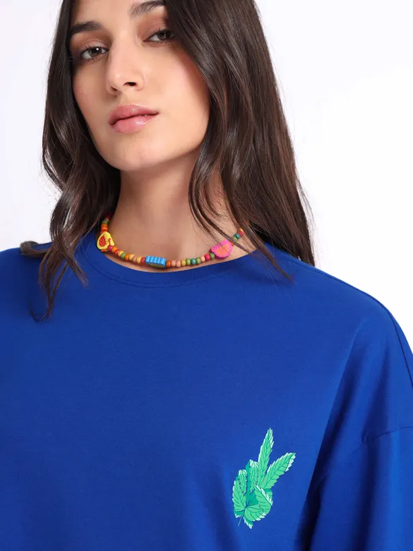Peace Love Printed Oversized T-shirt for Women