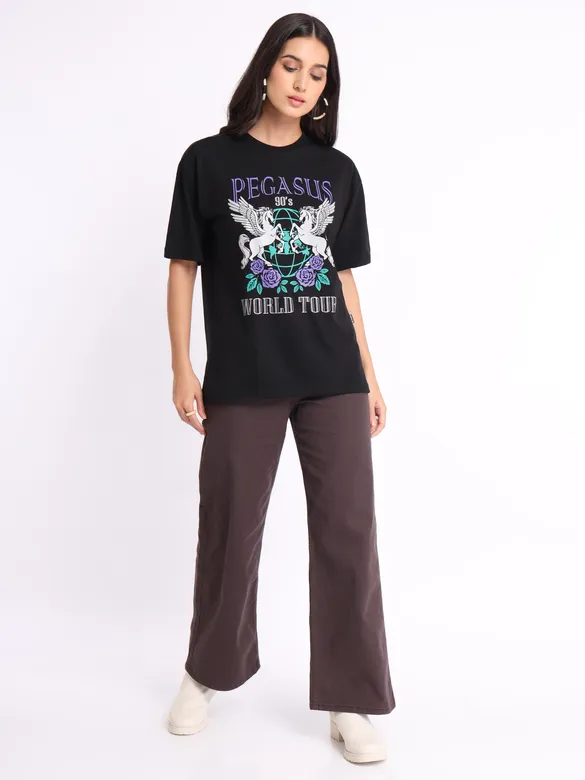 Pegasus Printed Oversized T-shirt for Women