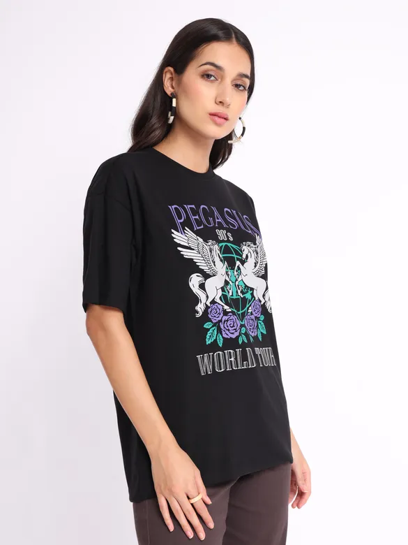 Pegasus Printed Oversized T-shirt for Women