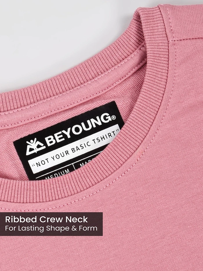 Pink Plain Oversized T-shirt for Men