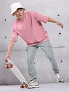 Pink Plain Oversized T-shirt for Men
