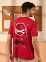Proximity Alert Printed Red Oversized T-shirt for Men